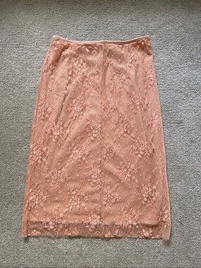 DownEast Peach Lace Pencil Skirt